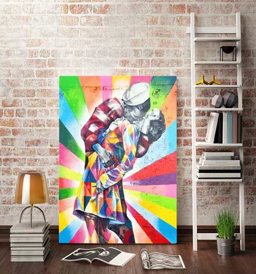 quadro estilo grafite quarto quadro colorido com desenho classico em grafite