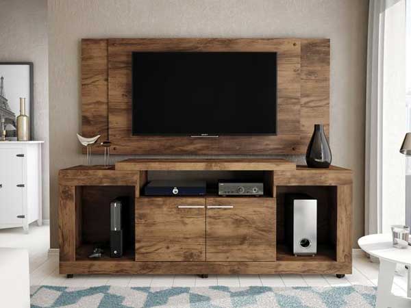 rack portas nichos amadeirado rack grande amadeirado com painel