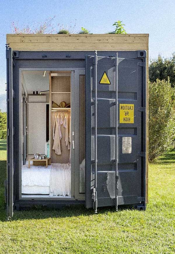 casa minimalista de container amadeirado