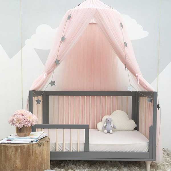 cor rosa Ideias para decorar o berço infantil com dossel.