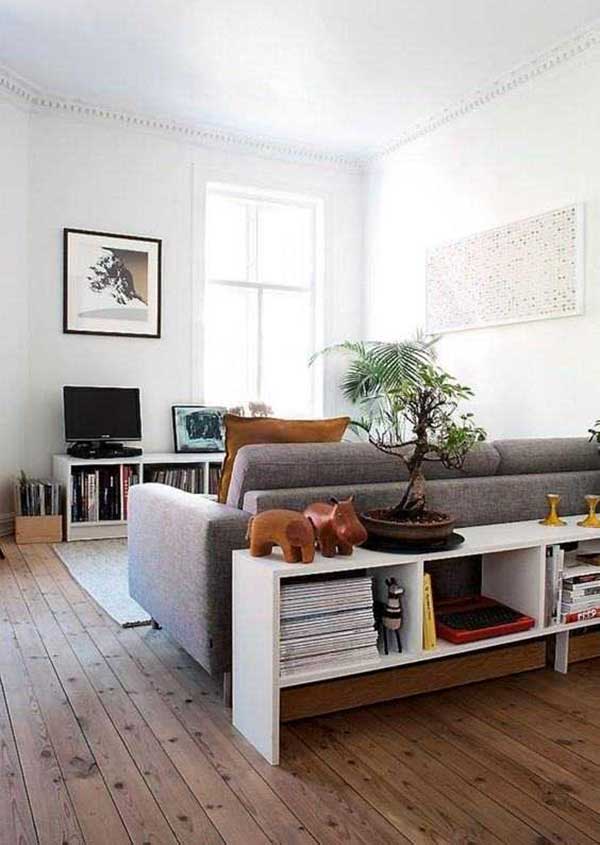 estilo minimalista 1 Com mesinha para organizar livros.