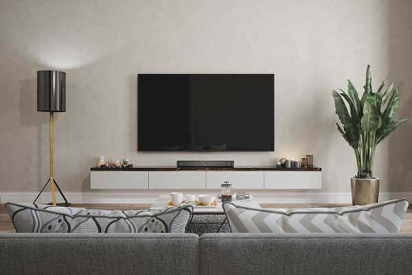 para sala de TV 2 Modelo para um estilo mais minimalista.