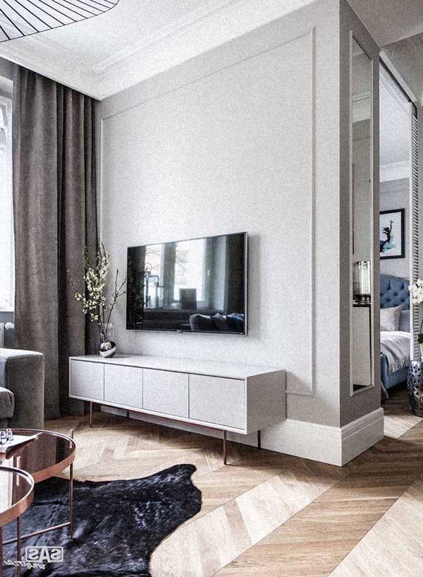 Boiserie minimalista para sala de estar