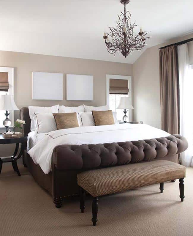 Decoracao para cama king 4 Inspiração com tons de marrom.