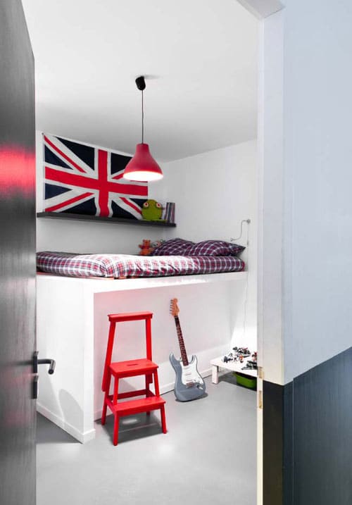 cama nivel superior Ficou criativo com essa cama planejada num nível mais alto