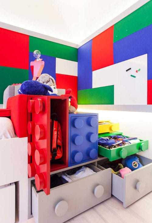 decoracao lego Quarto de menino com decoração Lego