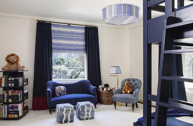 Decoração azul para quarto.