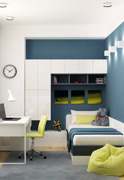moderno sobrio Quarto de adolescente com cantinho para estudo