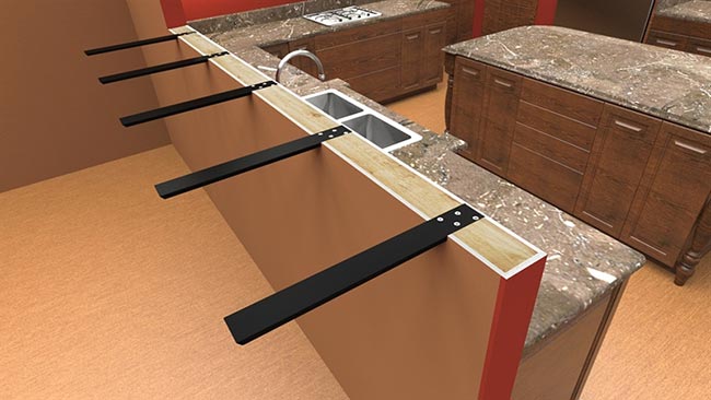 Suportes para Bancadas de Granito Suportes para cozinha em L.