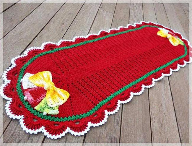 caminho de mesa barbante natal 4 Modelo temático para decorar mesa.