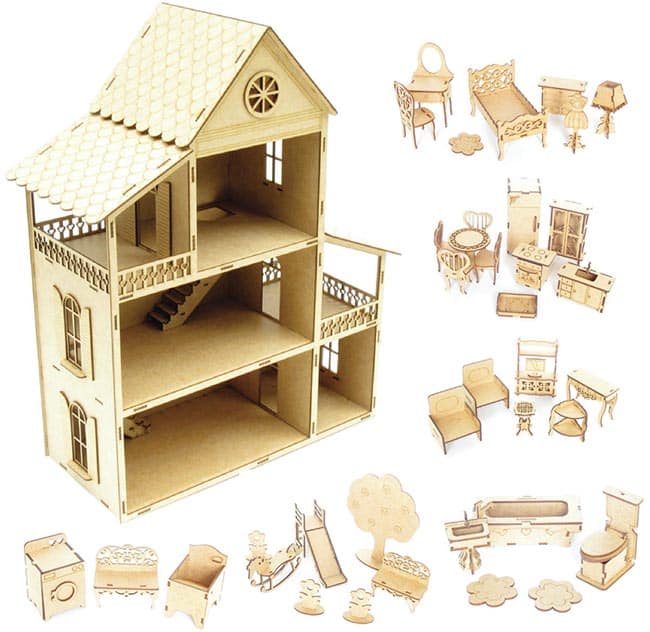 casinha de boneca em MDF 2 casinha de boneca em MDF 2