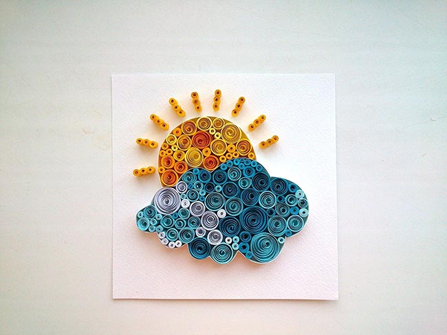 Quilling no Quarto 1 3 Sol com nuvens.