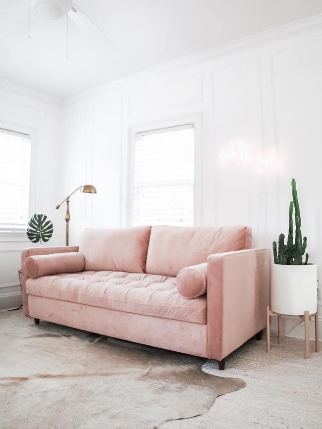 Sofa Cor Rosa Claro 5 3