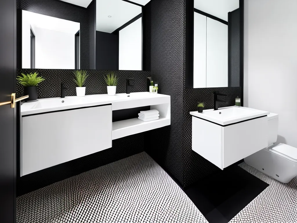 Dicas banheiros estilo geometrico ideias decoracao 3 2
